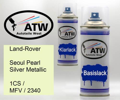 Land-Rover, Seoul Pearl Silver Metallic, 1CS / MFV / 2340: 400ml Sprühdose + 400ml Klarlack - Set, von ATW Autoteile West.
